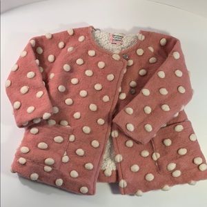 Zara kids boiled wool polkadot sherpa-lined jacket